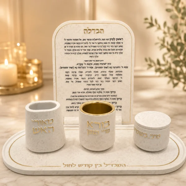 סט הבדלה מהודר כולל מגש וברכת הבדלה