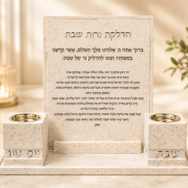 סט הדלקת נרות פמוטים, מגש וברכה